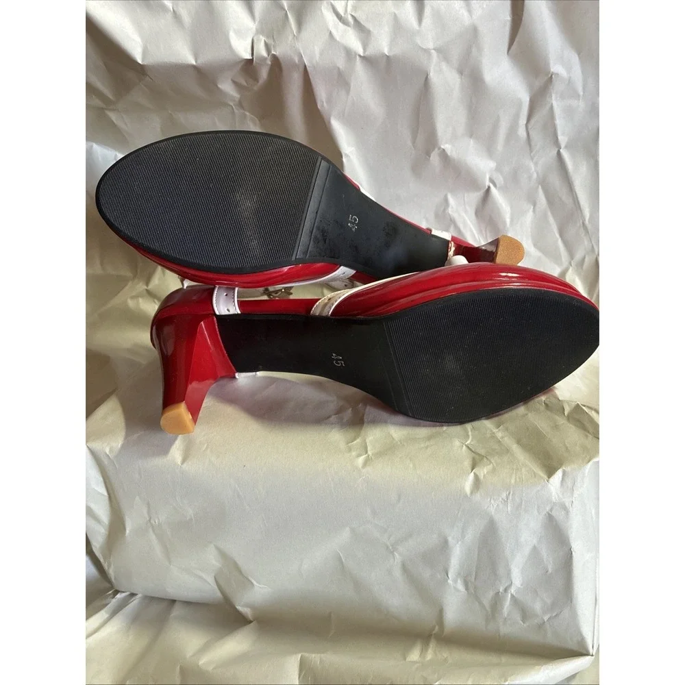 Hot Red & White Retro Ballroom / Swing Dance Shoes – Sz EU 45 (US Women's 14)